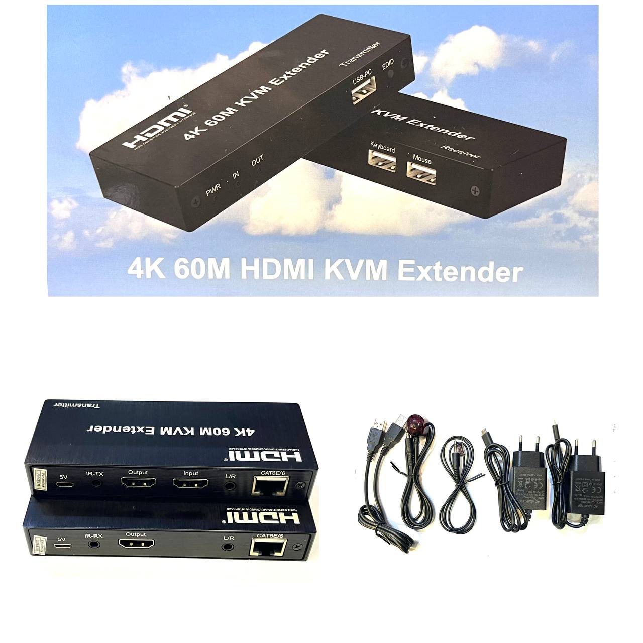 تبدیل افزایش  اکستندر HDMI,KVM USB تا ۶۰ متر تحت شبکه
