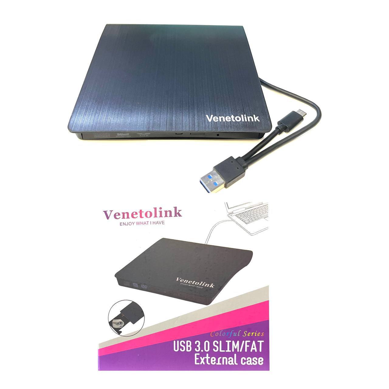 باکس دی وی دی ضخیم اکسترنال با ۲خروجی USB3&TYPE C
