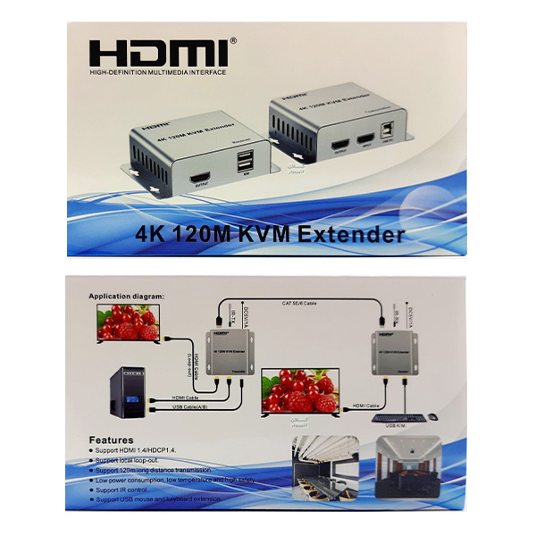 کی وی ام اکستندر HDMI ونتولینک ۱۲۰ متری با کیفیت تصویر 4k